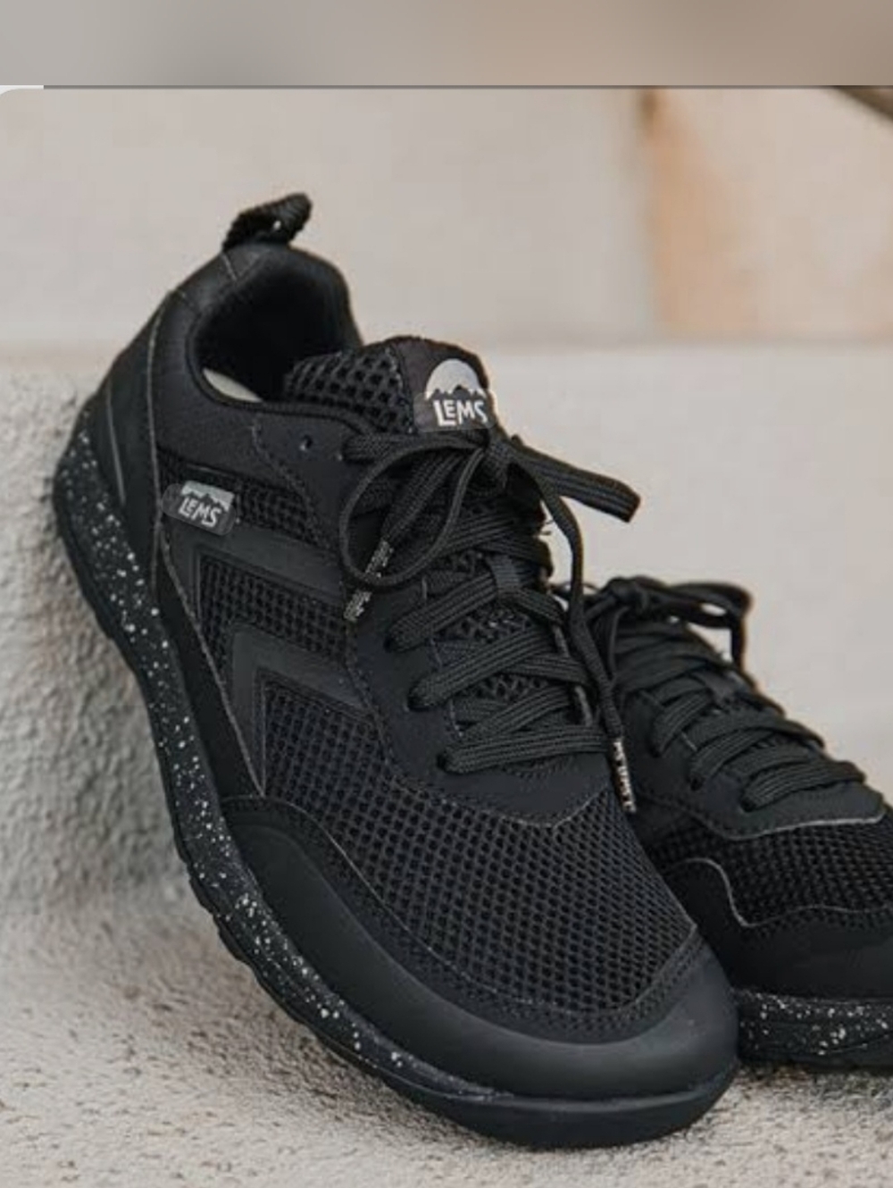 Lems Primal Pursuit Mens Black Athletic Mesh Outdoor Trainer Sneakers New Size 9